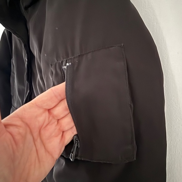 Roots duck down & feather filled bomber jacket with hood black size XS - Picture 5 of 15